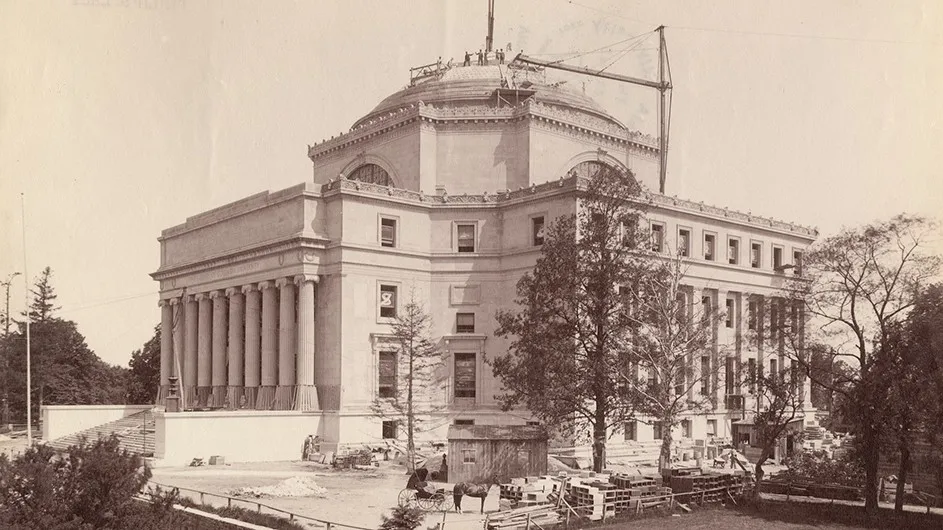 Low Library being constructed in 1896. 