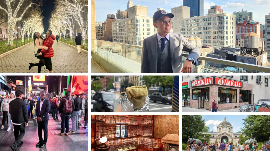 A collage of things to do at Columbia and around, mixed with pictures of students