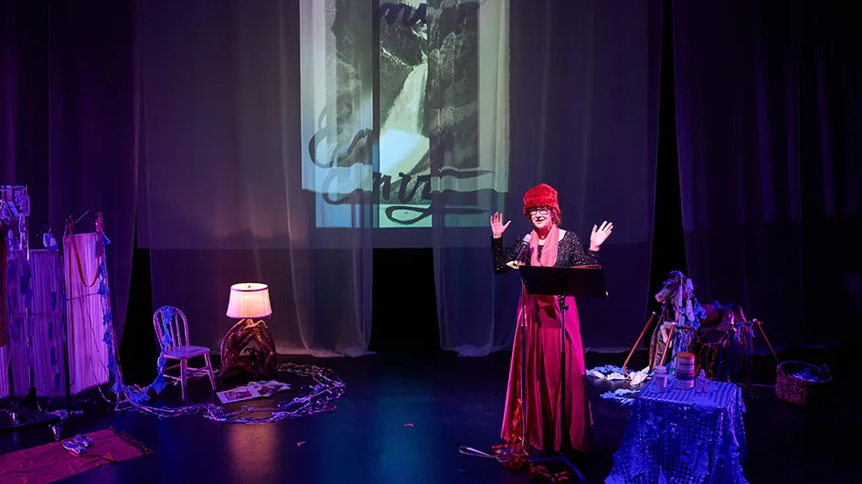 Artist Karen Finley on stage