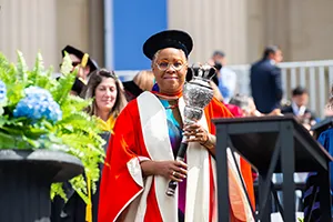 Professor Mabel O. Wilson was the University mace bearer at Columbia University Commencement in 2022.