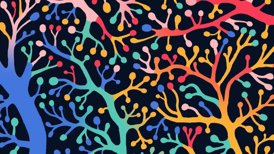 An illustrated collage of neurons.