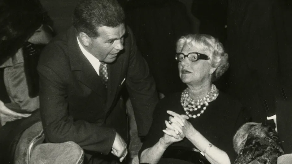Michelangelo Muraro, former owner of Columbia University’s Casa Muraro in Venice, with Peggy Guggenheim