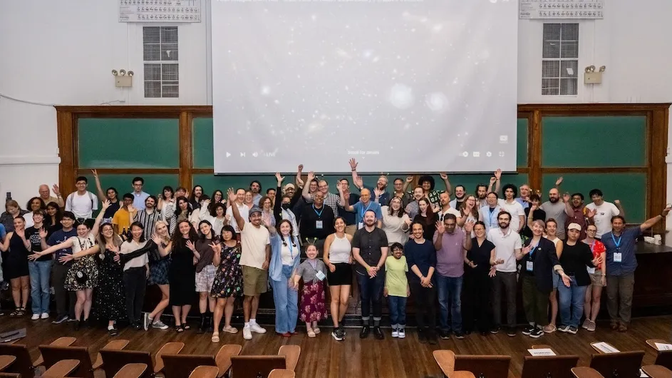 Participants in Columbia’s Vera Rubin Observatory “first look” watch party gathered in Havemeyer Hall to celebrate the release of the telescope's first images.